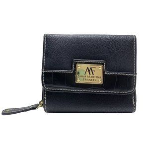 AMF Anna Martina Franco Women's Black Wallet Designer Trifold Wallet Brand New